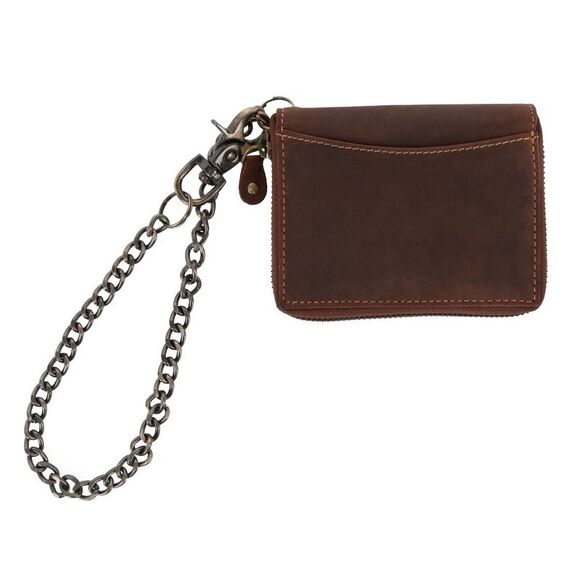 CTM Men's Bifold Zip Around Chain Wallet with Interior Zip - Picture 2 of 5